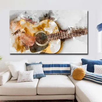 

Modern Guitar Canvas Painting HD Watercolour Art Posters and Prints Cuadros Wall Art Picture for Living Room Home Decor Unframed
