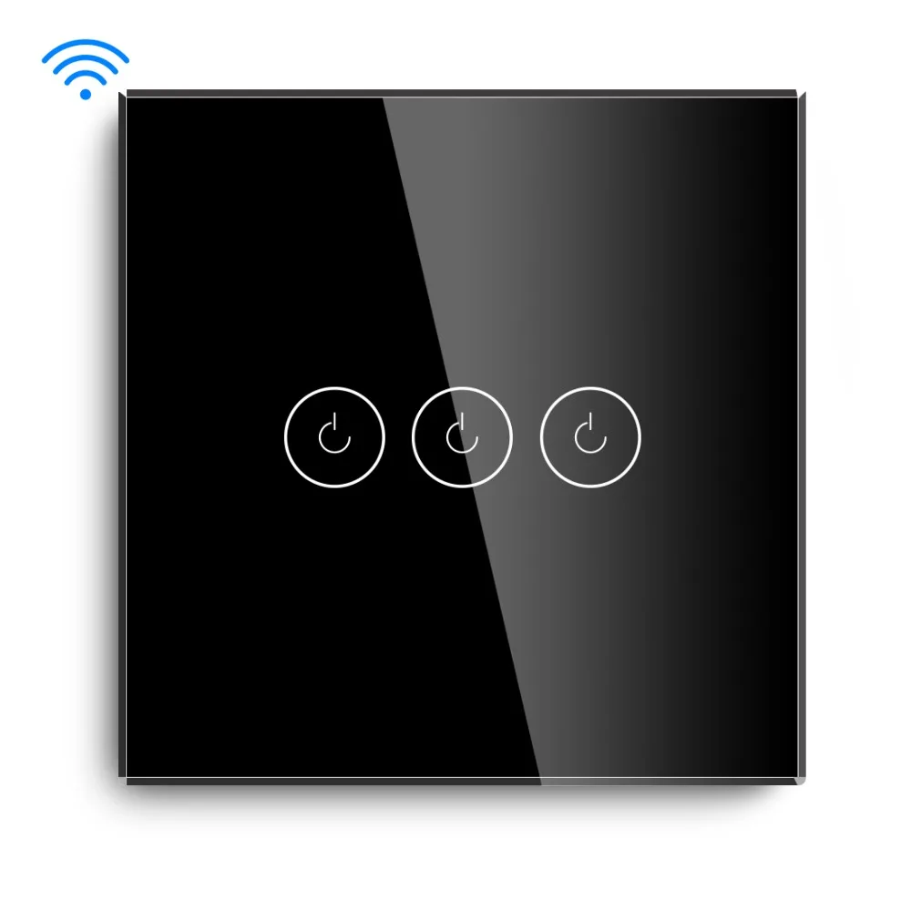 BSEED сенсорный выключатель Умный Wifi 3 банды умный переключатель стеклянный Переключатель белый черный золотой работает с Tuya Google