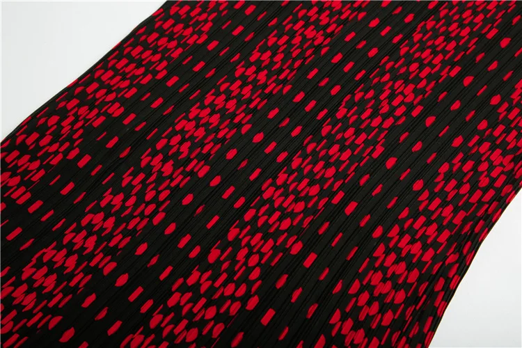 Miyake Плиссированное макси платье в богемном стиле с v-образным вырезом и принтом в горошек, женское платье длиной до колена с коротким рукавом, платья размера плюс, новинка