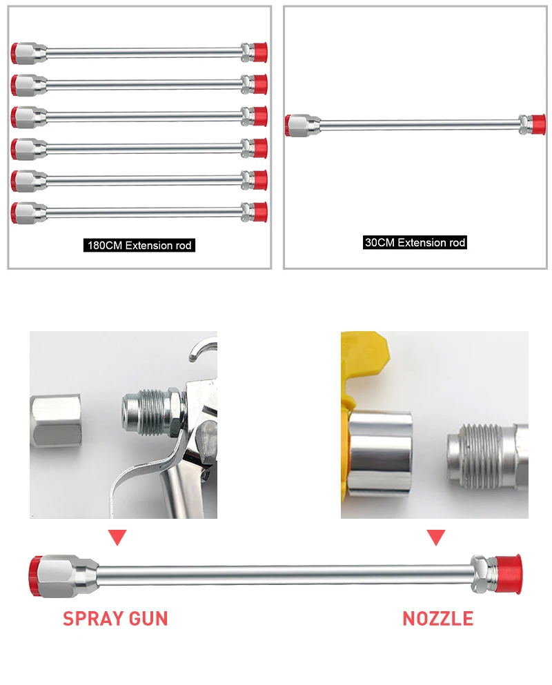 ZHUI TU безвоздушный Краскораспылитель насадка наконечник удлинитель стержень краска Латексная Краска распылитель наконечник удлинитель инструмент для Graco распылитель 30-180 см