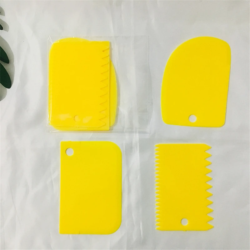 Yellow 3 шт., кухонный гаджет, инструмент для выпечки кондитерских изделий, пластиковый нож для теста, скребок для мастики, украшения, гладкие зубчатые лопатки, резак, инструмент для торта - Цвет: Yellow