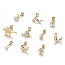 20 г серьги из нержавеющей стали шпилька закручивающаяся задняя часть Стад Змея Ящерица Цветок Луна для хряща ушной раковины шпилька спираль Конч пирсинг серьги ювелирные изделия