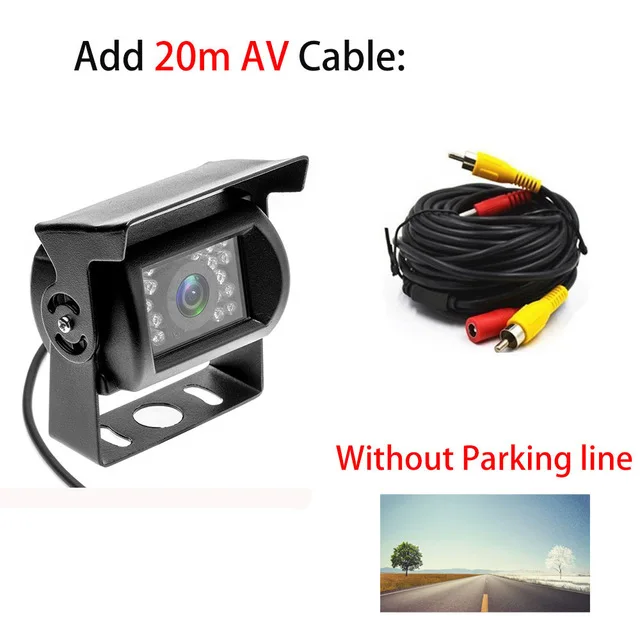 AMPrime Bus& Truck Backup Camera Waterproof 18 IR LED Car Rear Vehicle Camera 12V Reversing Parking Rearview Cam Night Vision - Название цвета: 20M AV Cable PAL