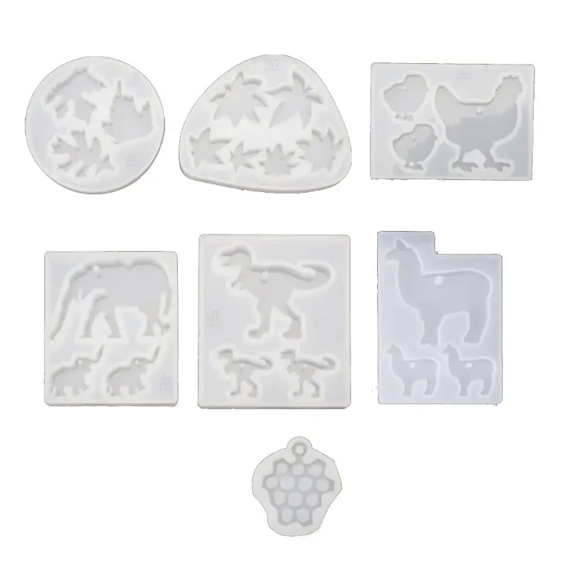 

DIY Cute Animals Pendant Mold Dinosaur Alpaca Elephant Chicken Grape Leaves Resin Mould Epoxy Resin Jewerly Making Tools