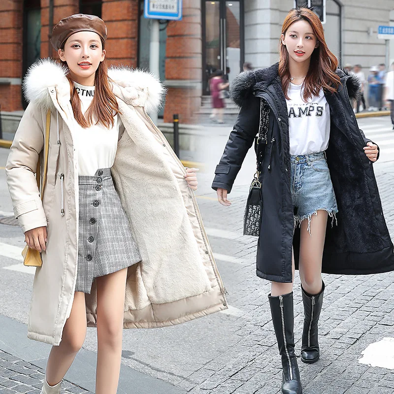 

AliExpress 2019 Winter New Style Parka over-the-Knee Korean-style down Cotton Thick Loose-Fit Lambs Wool WOMEN'S Coat