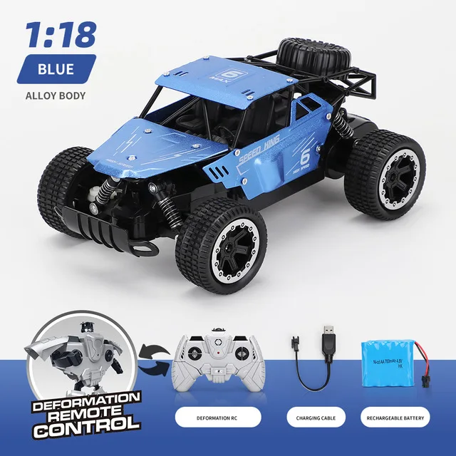 1/18 электрический автомобиль RC с 2,4 ГГц деформация Дистанционного Управления Робот Модель игрушка внедорожный грузовик подарок для детей - Цвет: Blue