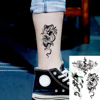 

Waterproof Temporary Tattoo Sticker Sexy Girl Snake Flower Fake Tatto Flash Tatoo Breast Leg Arm Body Art for Women Men