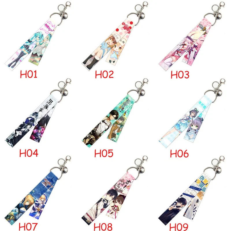 Anime Streamer keychain Lovely Ribbon key Rings Honkai Impact Hatsune Miku