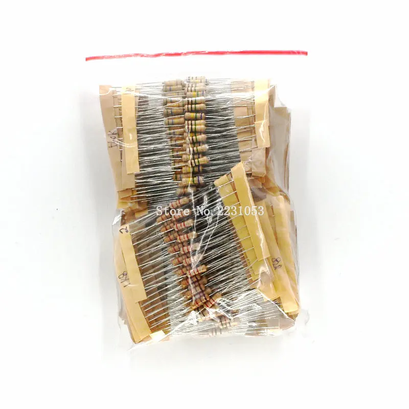 Carbon Film Resistor Kit 500PCS/LOT 1/2W Power 0.5W 5% Tolerance 1.2 ohm-1M ohm 50 Values Each 10PCS