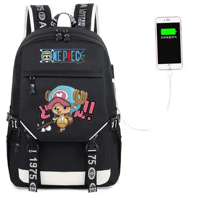 Style 6 Один Кусок Луффи Чоппер череп Law USB порт рюкзак для мальчиков и девочек для мужчин и женщин Сумка дорожная школьная сумка для подростков ноутбук Книга сумка Mochila - Цвет: Style 6