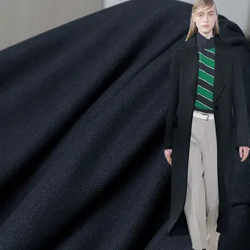 

White Waxberry Navy Blue Herringbone Wollen Wool Fabrics 100%Wool Materials Winter Women Overcoat Jacket Sewing Cloth Freeshippi