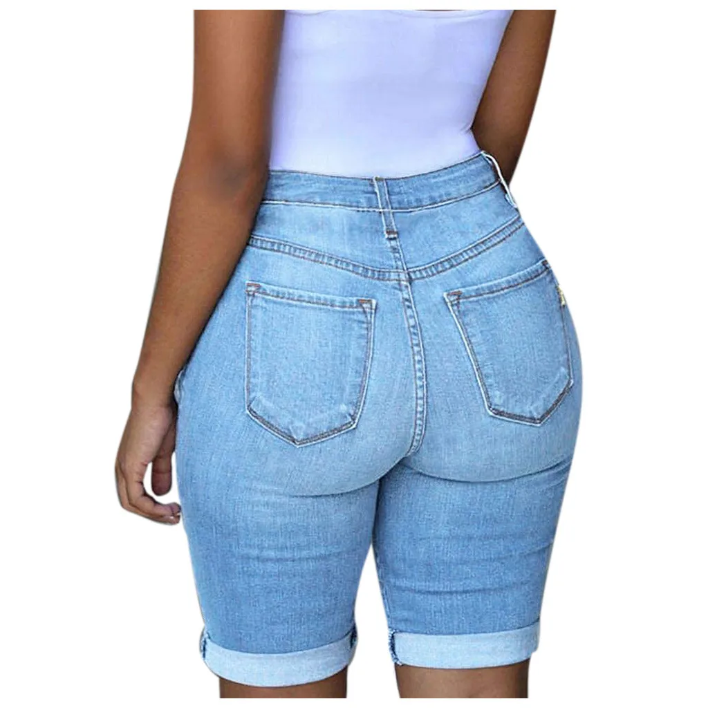  - Denim Shorts Holes Ripped Jeans Women Elastic Destroyed Legging Short Pants Jeans Skinny Summer Short Femme Джинсы Plus Size 3XL