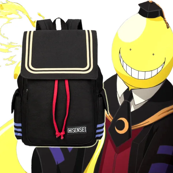 

Anime Assassination Classroom Korosensei Cartoon Bags Backpack Canvas Student School Unisex Drawstring Large Capacity