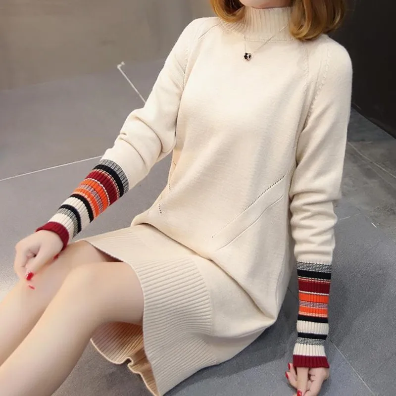 

2021 New One Piece Half A Turtleneck Sweater Women Autumn Winter Sweaters And Pullovers Female Split Tricot Jumper Pull Femme