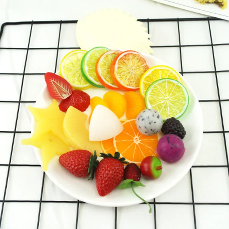 Пластиковые кусочки фруктов для кухни искусственные яблоки лимона апельсина