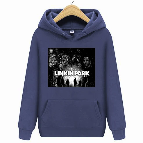 Linkin Park, Честер Беннингтон рок-группа черные толстовки с капюшоном купить 2 футболки, получить 1 - Цвет: Тёмно-синий