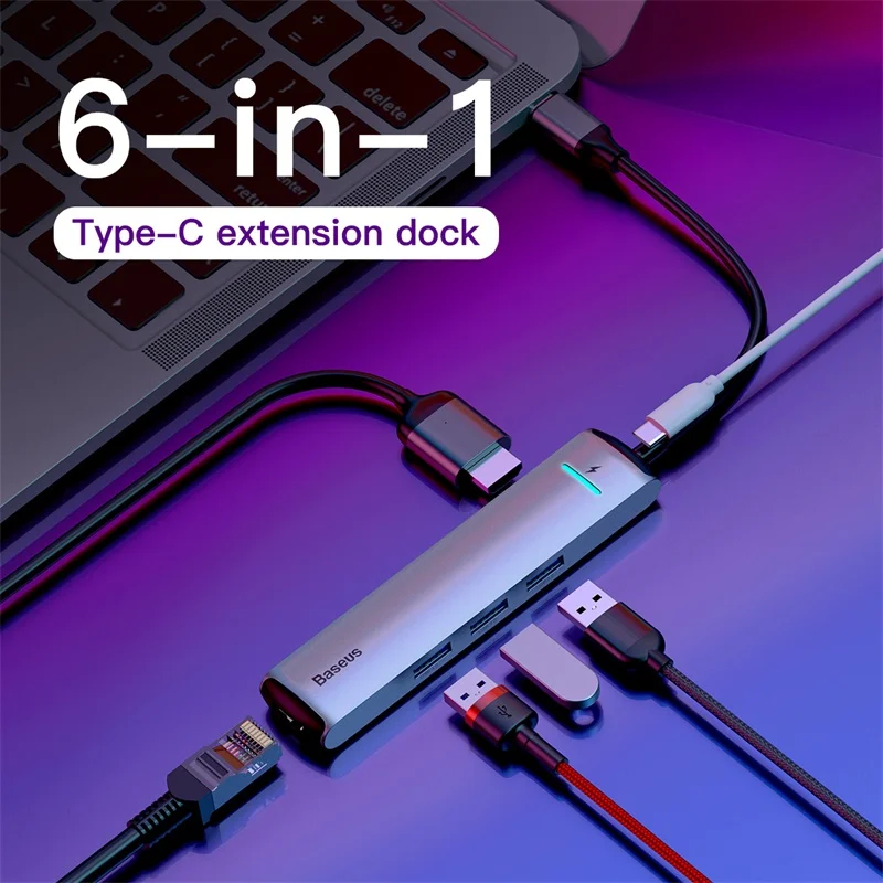 Baseus USB C концентратор типа для мульти 3 0 HDMI адаптер док станция MacBook Pro Huawei Mate 30 1