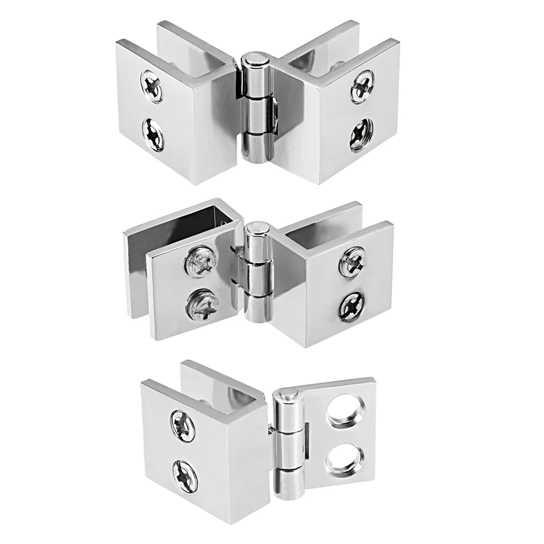 

uxcell 1/2/4pcs Glass Door Hinge 0-90-180 Degree Cupboard Showcase Cabinet Clamp Zinc Alloy for 5-8mm Glass Thickness