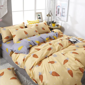 

Mixed Color Cartoon carrot Style bedding set Duvet Cover + Bed Flat Sheet + Pillow Case 3/4/5PCS