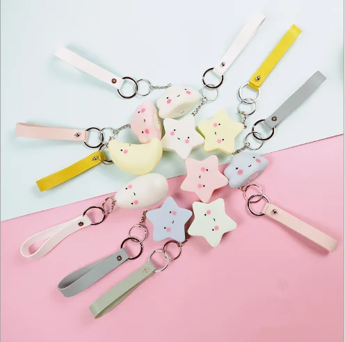 

Touch Induction Glowing Cartoon Clouds Stars Moon Silicone Keychain Creative Gift Bags Key Pendant