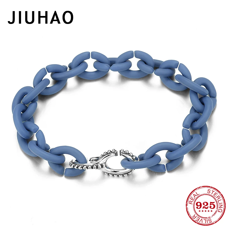 Уникальный и практичный браслет серебряный с шармами Ocean blue Rubber X для женщин