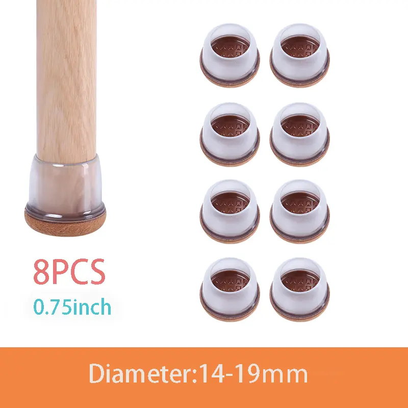 8PCS Thick Rubber Chair Leg Protector Covers Felt Bottom Furniture Pads Floor Protectors Caps to Reduce Noise And Prevent Scratc - Image 8