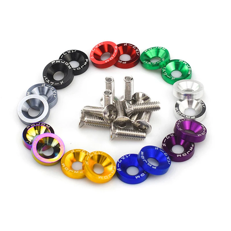 

10pcs M6 JDM Car Modified Hex Fasteners Fender Washer Bumper Engine Concave Screws Car-styling