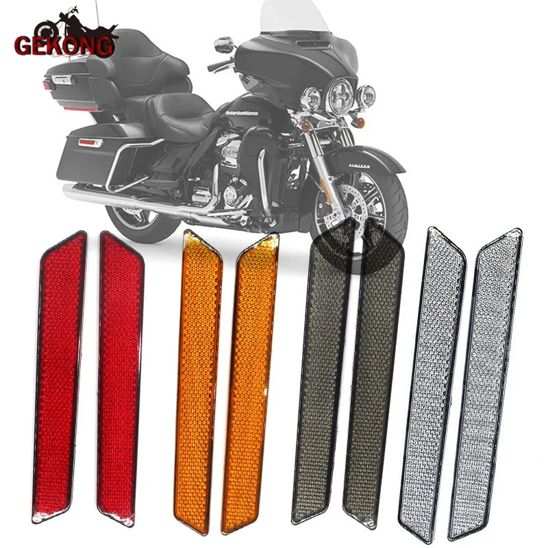 

2pcs Motorcycle Reflector Safety Warning Sticker Saddlebag Latch Cover For Harley Sportster XL Dyna Touring Electra Glide