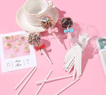 

100 pcs Pop Sucker Sticks Chocolate Cake Lollipop Lolly Candy Making Mould White Native Wood Fiber Pulp Stick
