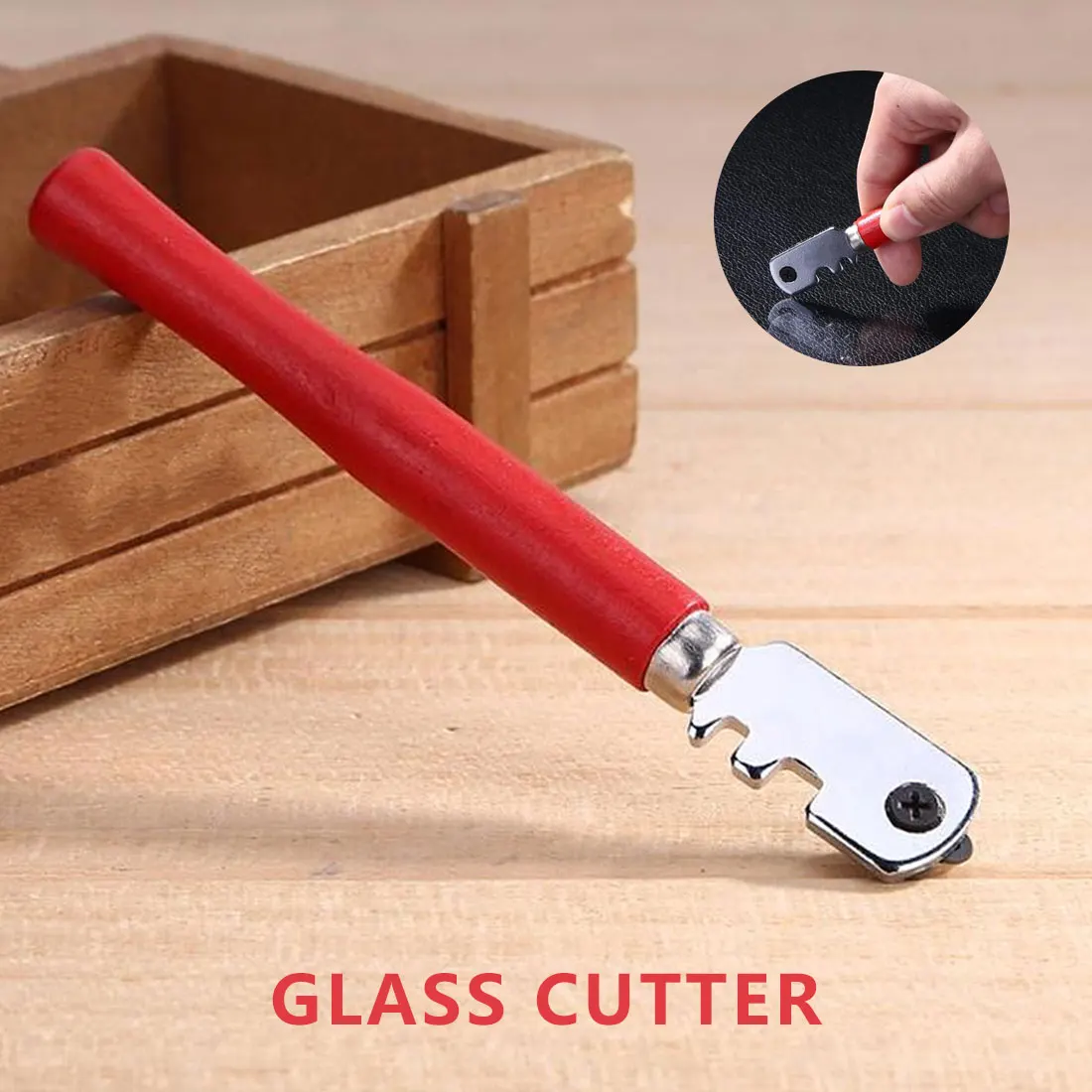Hex wheel Glass Cutter Diamond Knife Head Round Wooden Handle High