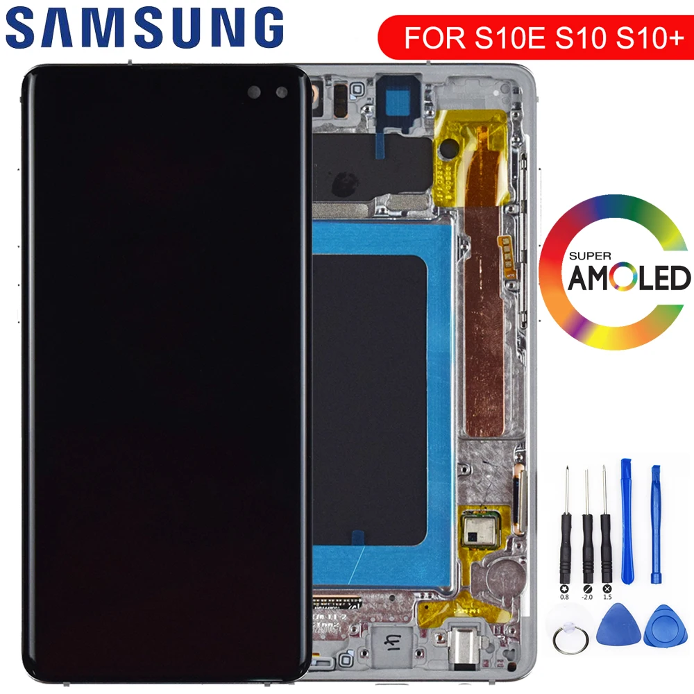 

The 1440*3040 LCD For SAMSUNG Galaxy S10E S10 G9730 Display S10+ Plus G9750 Touch Screen Digitizer Assembly With Service Pack