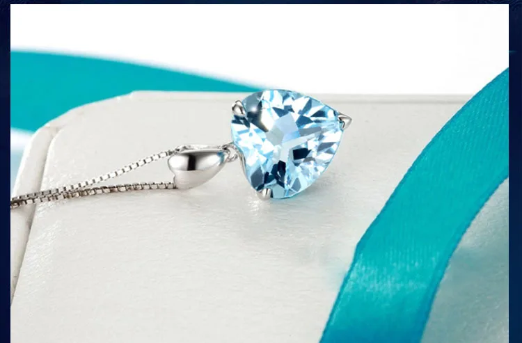 925 silver jewelry sapphire pendant necklack for women x44