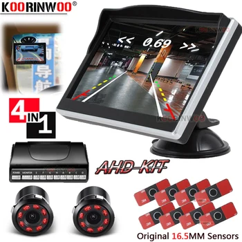 

Koorinwoo Universal Dynamic Trajectory Parktronics 8 For Cars Parking Sensors Front Radar Detector With Car Rear view Camera Up