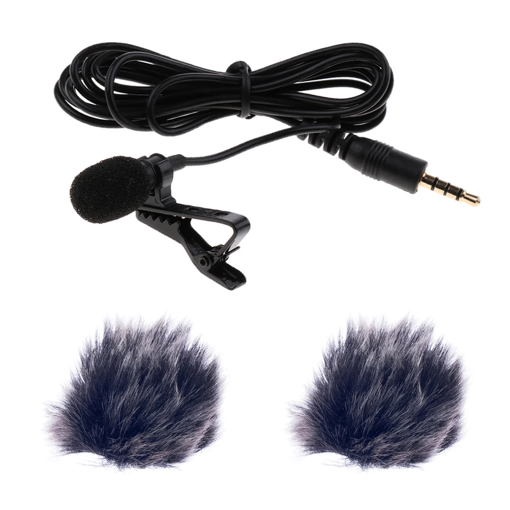 Portable Mini Microphone Clip-on MIC w/ Fur Microphone Windmuff Recording Accessory