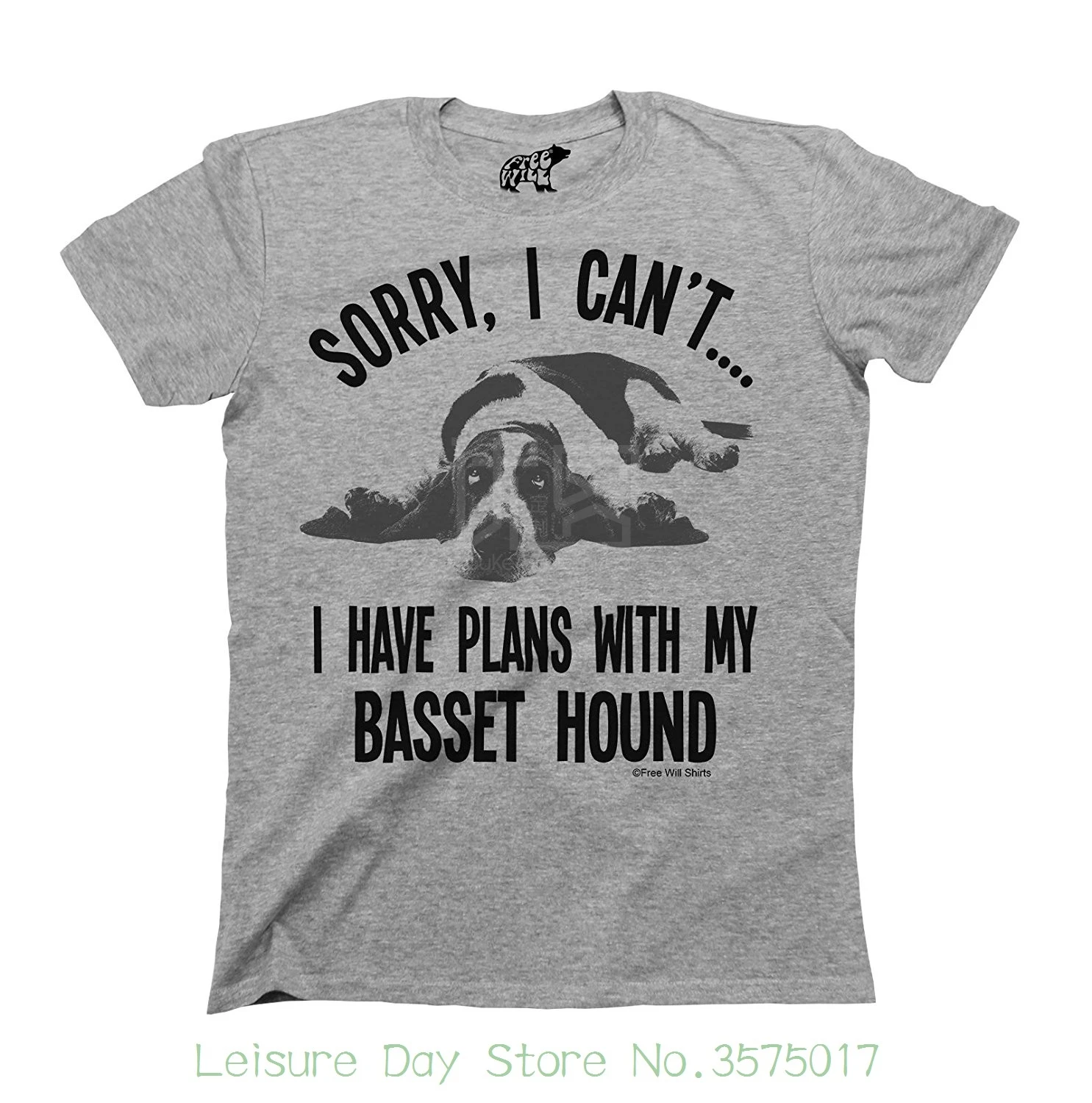 Футболка с коротким рукавом и круглым вырезом и принтом Sorry I Cant I Have Plans With My Basset Hound Dog