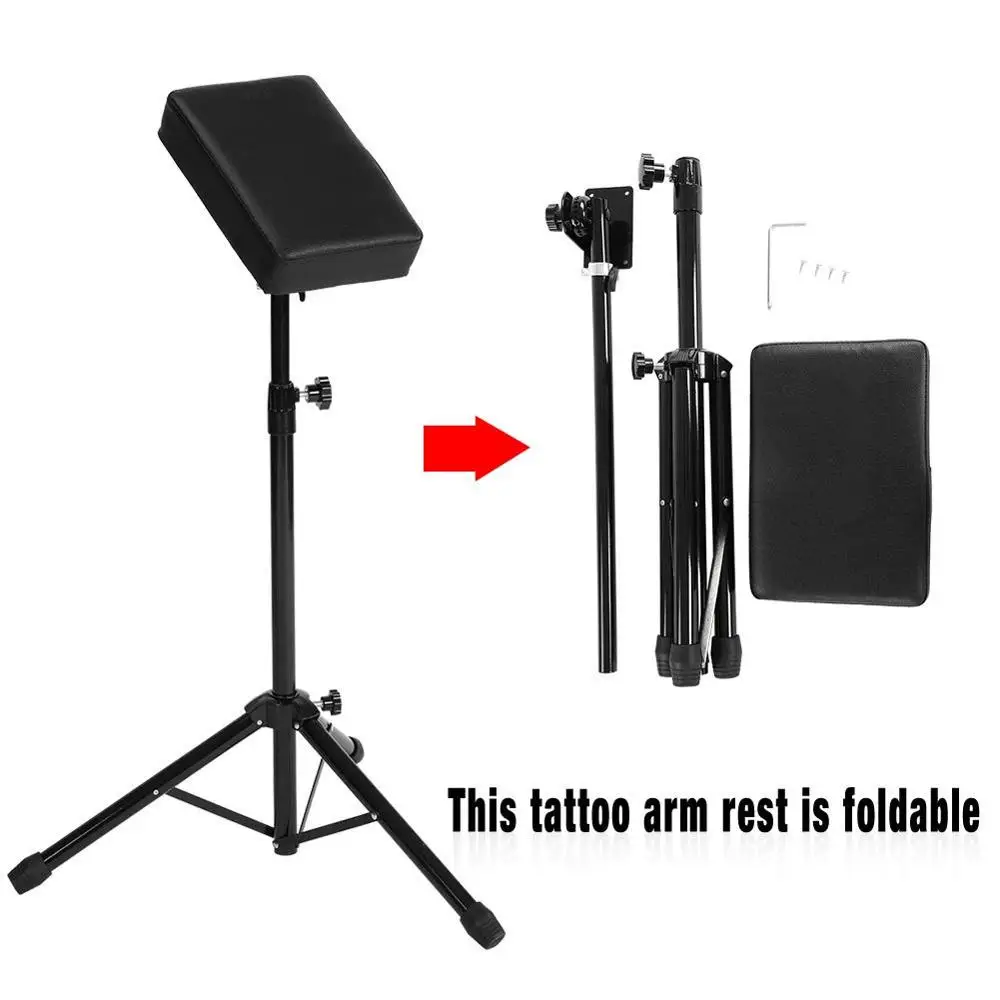 

Height Adjustable Tattoo Armrest Tripod Stand with Soft Sponge Pad Portable Tattoo Arm Leg Rest Nail Art Salon Armrest Table