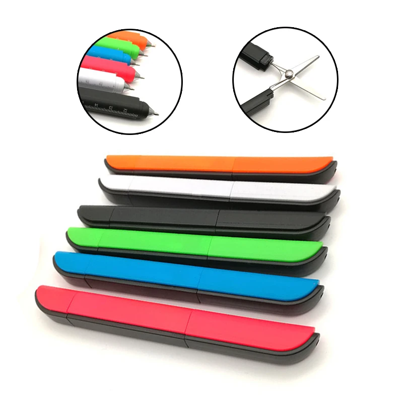 

1pcs Multifunctional Tools. Folding Scissors, Ball Pens, Knives, Rulers, Multi-functional And Portable.