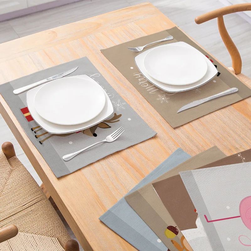 

4pcs Drink Coasters Cup Mat Cotton and Linen Cloth Placemat for Dining Table Bowl Kitchen Accessories