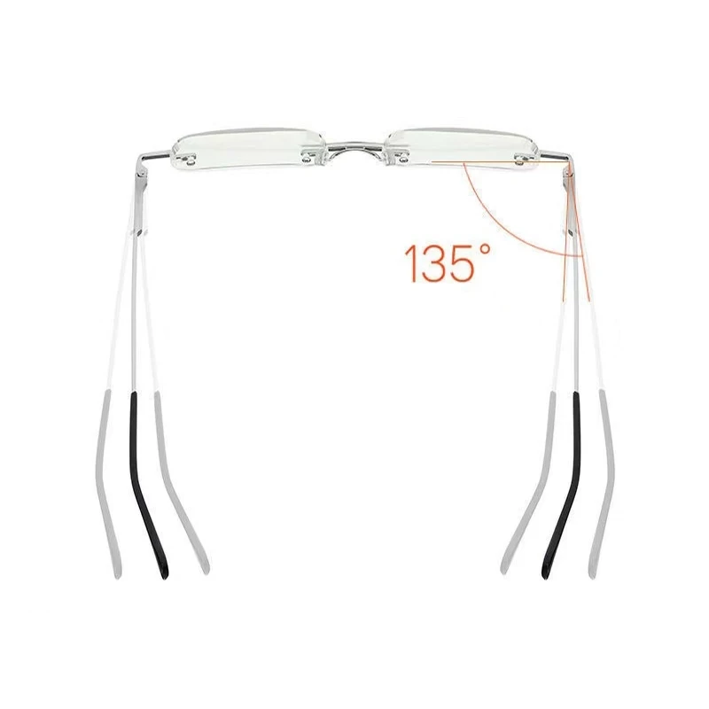 IENJOY Mini Reading Glasses Small Metal Rimless Presbyopic Eyewear Portable With Pen Tube Case Mini Eyeglasses for Men Women