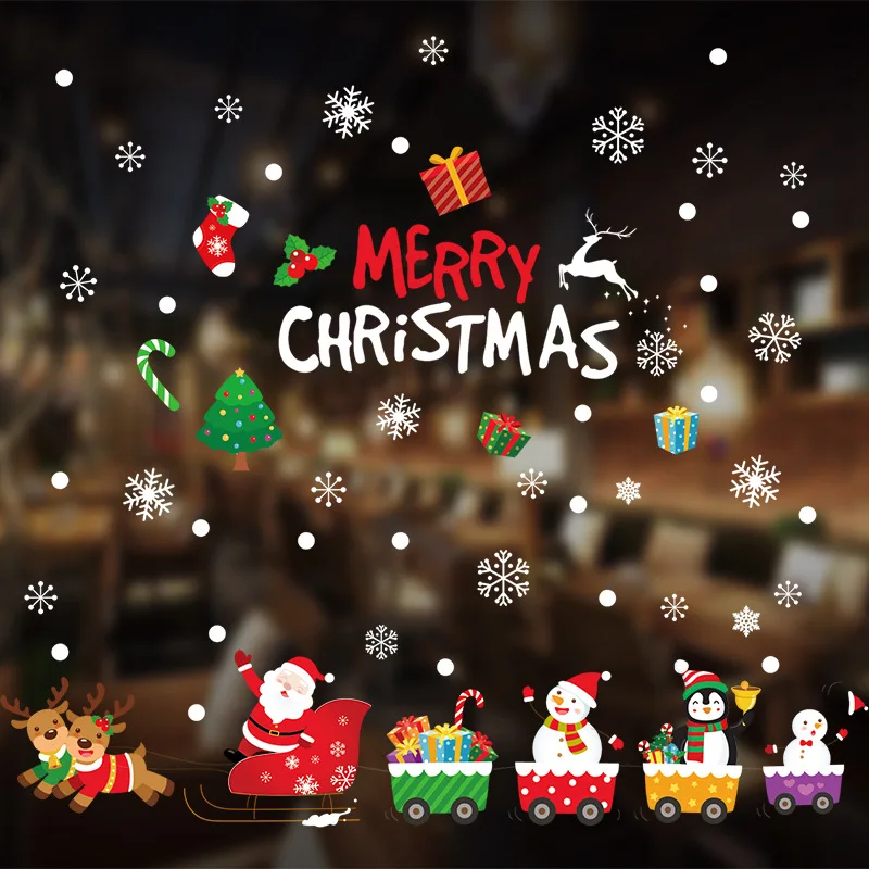 Navidad, сделай сам, оконная пленка, Рождественская наклейка, украшение на Хэллоуин, оконная наклейка, рождественские украшения, ПВХ, новогоднее стекло, Мура
