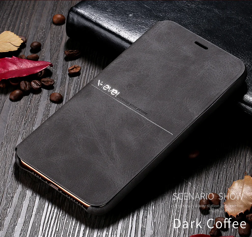 Dark Coffee X-Level Премиум кожаный чехол s для нового iPhone 11 Pro XS Max XR X 8 8 6 6S 7 Plus полный защитный деловой чехол - Цвет: Dark Coffee