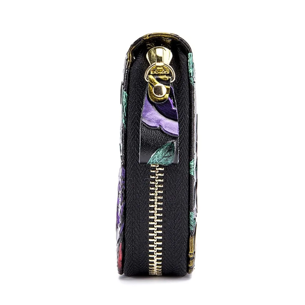 Изменить кошелек для монет кошелек женский кожаный кошелек на молнии портмоне RFID визитница цветочные сумочки Porte Monnaie#2S11