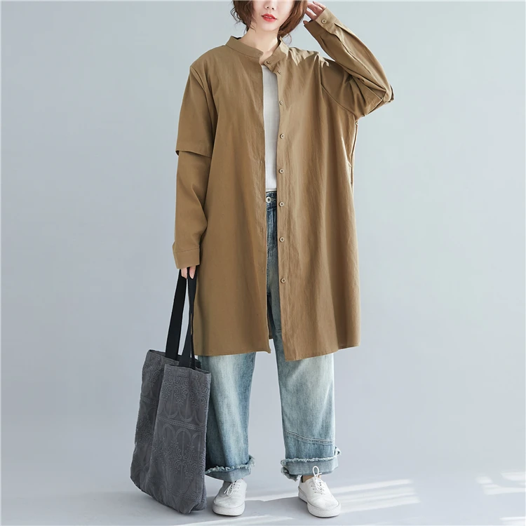 Большие размеры 4XL, весна-осень, женские модные одноцветные топы, женские, большие размеры, длинный рукав, хлопок, лен, свободная блузка, рубашка
