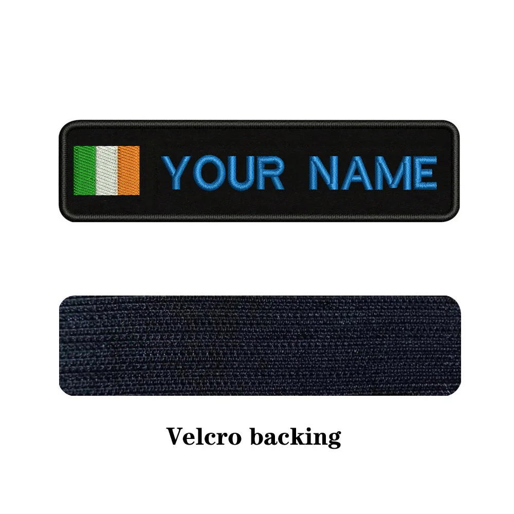 Вышивка На Заказ Флаг Ирландия имя или заплатка с текстом 10 см* 2,5 см значок Утюг на или липучке Подложка для одежды брюки рюкзак шляпа - Цвет: blue-Velcro
