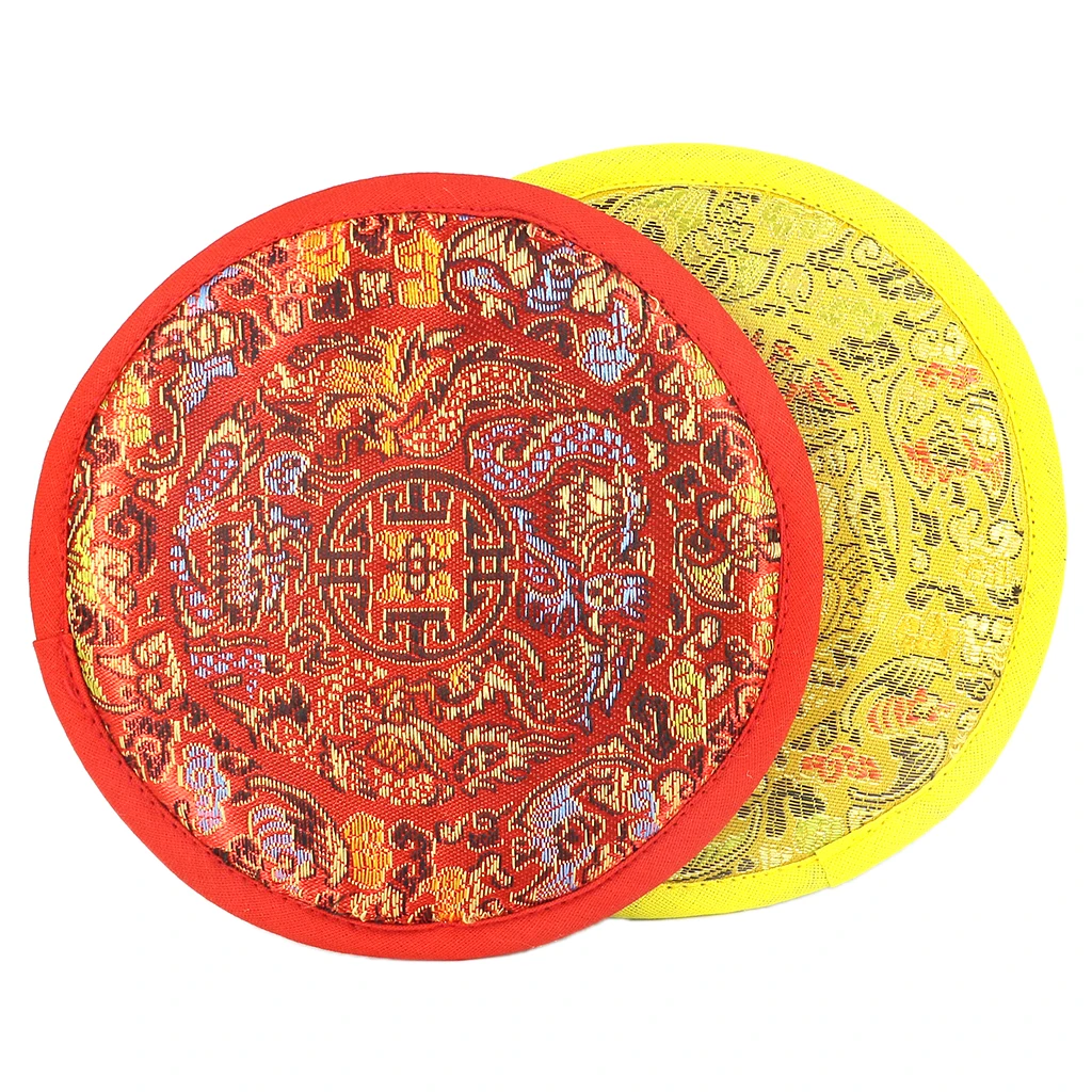 

Tibetan Nepal Handmade Embroidered Fabric Singing Bowl Cushion Pillow -14cm
