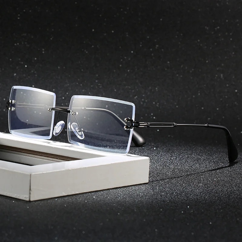 

Unisex Rimless Square Computer Glasses Women Anti Blue Light Gaming Glasses Men Anti Eyestrain Harmful light Blocking Eyewear