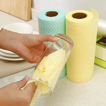 

New 1 Roll Non-woven Fabric Kitchen Cleaning Cloth Multi-functional Disposable Dry/wet Non-stick Oil Wash Towel Dishcloth