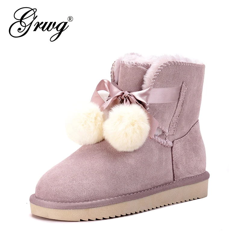 Grwg Australia Women Snow Boots 100 Genuine Cowhide Leather Ankle