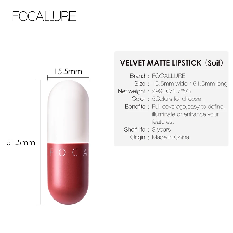 Бархатная матовая Капсульная помада FOCALLURE набор высококачественных пикантных