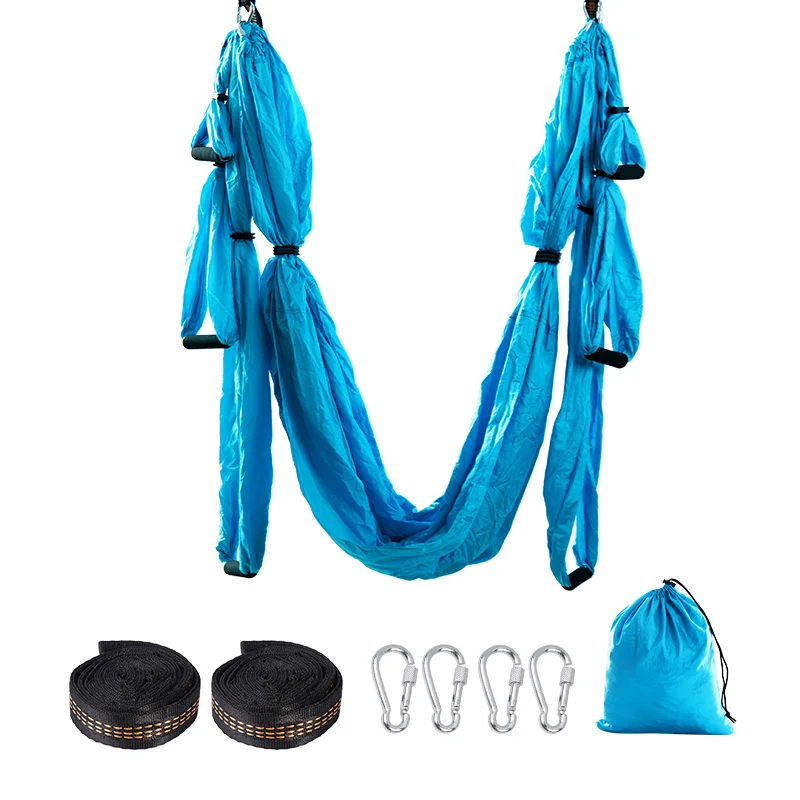 Light-blue Антигравитационный гамак для йоги, для дома, для спортзала, подвесной ремень, для фитнеса, Свинг ремень, набор - Цвет: Light-blue